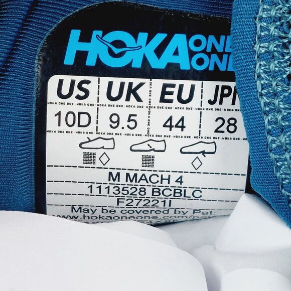 Hoka One One Men's Coral Blue Black Mach 4 Mesh Athletic Running Shoes Size 10D - Picture 12 of 13